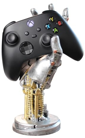IOO6Z8SY Cyberpunk Artwork - Gaming Headphone Stand and Controller Stand - Futuristic Metal Look Decor - Gamer Desk Decoration Robot Arm