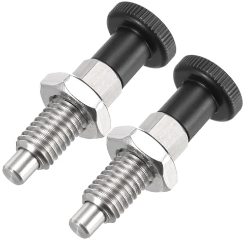 PATIKIL Push Fit Ball Nose Spring Plunger, 2 Pcs M10x1.5 Spring Return Knob Plunger 304 Stainless Steel Retractable Coarse Thread Index Plunger for Industrial Equipment