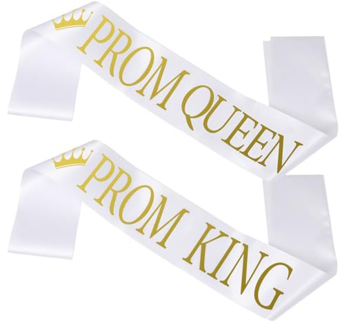 BESPORTBLE Abschlussfeier Zubehör 2 Stück Schulterschärpen Prom King Queen mit Goldener Prägung Satin Schärpen für Abiturienten und Abschlussball