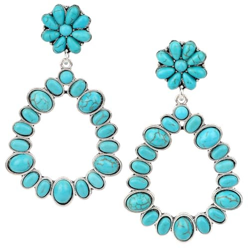 Mikovivi Western Türkis Ohrringe für Frauen, Zarte Cowgirl Ohrringe Rustikaler Western Schmuck Geschenke Boho Türkis Schmuck für Frauen