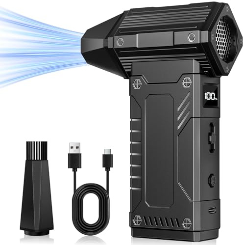 KACNON Electric Air Duster 350000RPM, 12000mAh Rechargeable Cordless Air Blower with Stepless & 8-Speed Adjustable Power, LED Display, Compressed Air Duster for Computer, Home, Car & Outdoor Cleaning