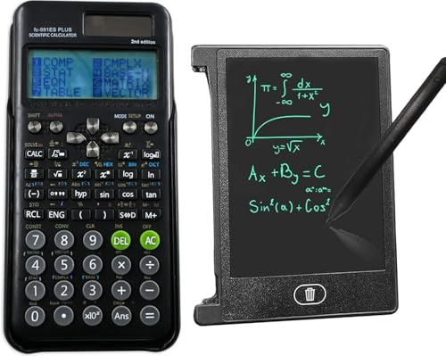 Solarbetriebener wissenschaftlicher Taschenrechner für FC-991ES Plus 2nd Edition mit 4,4 Zoll LCD löschbarem Schreibtablett, tragbarer Taschenrechner-417 Funktionen für Schule, Büro (Schwarz)