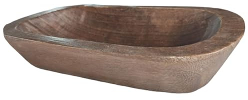 Joygoodta Wood Bowls Decorative, Wood Bowls Decorative, 9.8x5.9x2 Inch Vintage Wooden Dough Bowl for Farmhouse, Restaurant, Cafe, Candle Centerpiece Decor