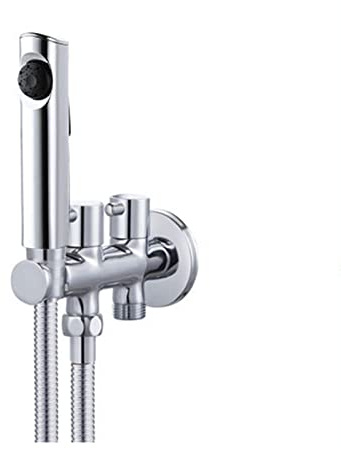 Tragbarer Bidet-Aufsatz mit Schlauch und Halterung, einfach zu installieren, Chrom, ideal für weibliche Wäsche und Haustierreinigung, einstellbarer Druck