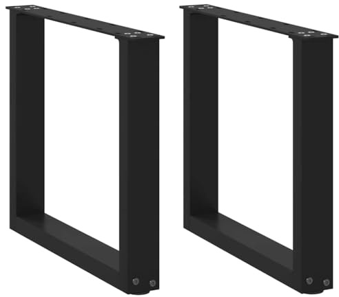 Zeehear Lot de 2 pieds de table basse en forme de U, noir, 50 x (42-43) cm, acier revêtu par pulvérisation, pieds de nivellement réglables, construction robuste pour tables basses