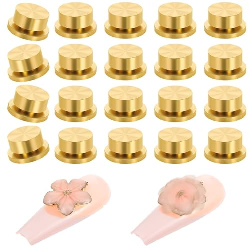 Tyqour 20 Pcs Rotating Nail Charms, Nail Art Rotating Charm Bearing Nail Charms for DIY Crafting Jewelry Accessories, Gold