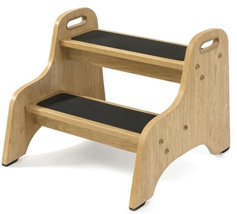 Tritthocker Kinder aus Holz – extra stabil & rutschfest, Anti-Rutsch Stufen, sichere Rundkanten, Fester Halt – ideal für Bad, Toilette & Küche