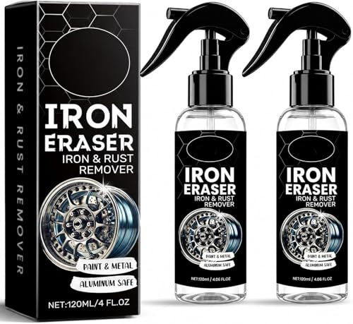 Iron Eraser Iron and Rust Remover Fast Acting Rust and Brake Dust Remover Cleaner Spray for Car Wheels Professional Automotive Surface Cleaning 120ml (2)