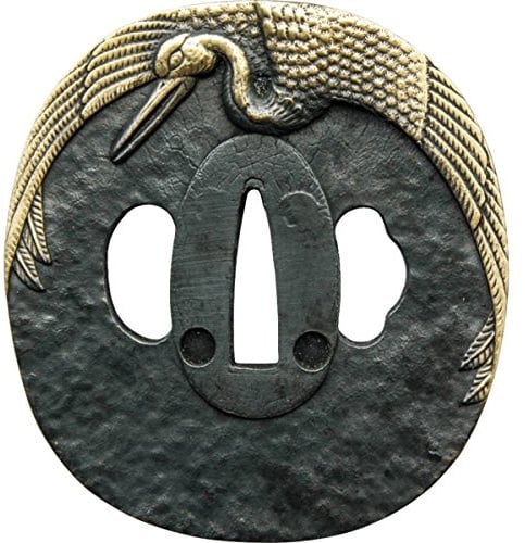 Unbekannt John Lee Kranich Tsuba für Samurai Schwerter