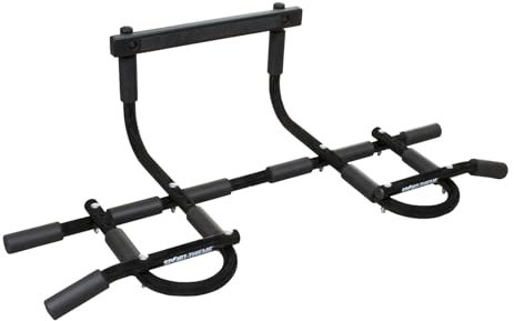 Sport-Thieme Türreck | 97x49x25 cm | Klemmmechanismus ohne Schrauben | Für Heimtraining | Schwarz Silber | Metall mit Schaumstoffgriffen | Bis 110 kg belastbar | 2 kg
