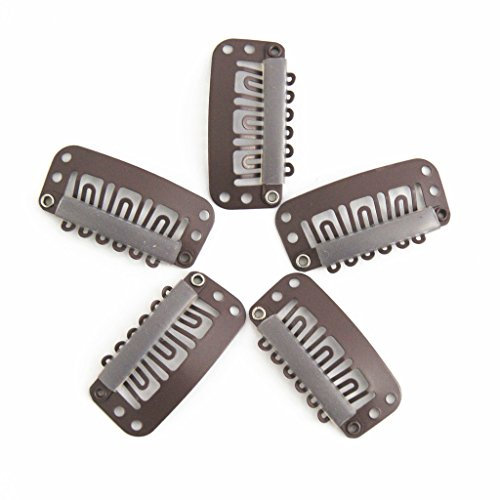 iExtension 20 Clips für Clip in Extensions Echthaar Tressen Haarverlängerung Perücke Wig Haarklammer Haarclips - Dunkelbraun