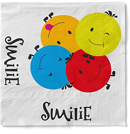 Sovie HOME Serviette Smilie | Tissue-Servietten 33x33 cm | Einweg-Serviette | Feiern Party Geburtstag | 20 Stück