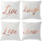 Set of 4 Rose Gold Throw Pillow Covers, 43x43cm Decorative Pillow Cases with Live, Laugh, Love, Dream in Elegant Script