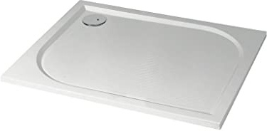 ONDÉE Receveur de douche HESTIA Béton de 80x120x3cm Synthèse composé résine | À poser extra-plat, Texture Antidérapante, particules de quartz et de carbonate de calcium, Blanc, finition soignée