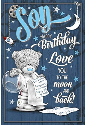Me to You ASM01109 Geburtstagskarte für Sohn mit Mond und Rücken, gemischt, Größe: 15,2 x 22,9 cm