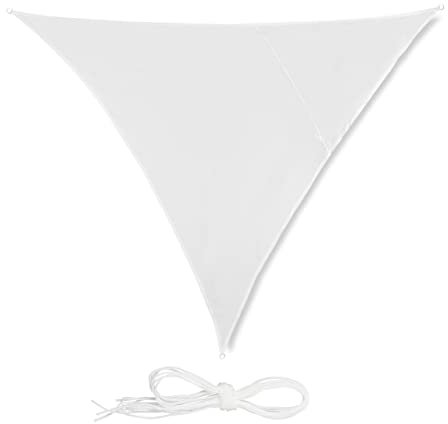 Relaxdays Toldo Vela Triangular, Impermeable, Protección Rayos UV, con Cuerdas para tensar, 3x3x3 m, Blanco