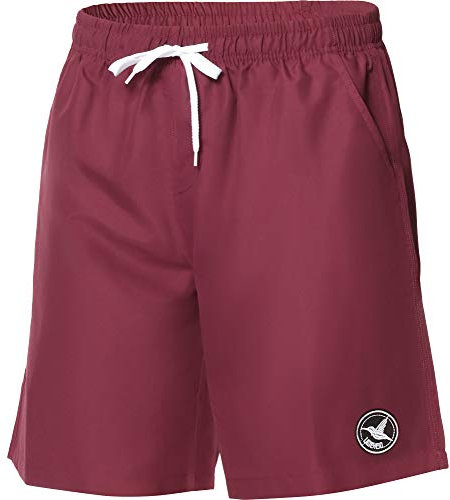 Ladeheid Badehose Herren, Bequeme Lange Badeshorts mit Breitem Gummibund, Kordelzug und Taschen, Schwimmhose Boardshorts – LA40-129 (Burgundy, XXL)