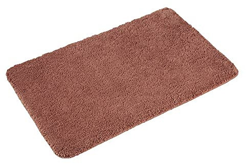 PANA® Flauschiger Badvorleger (50x80 cm) • Hochflor Badteppich aus weichen Mikrofasern • rutschfest & waschbar • Duschvorleger, Badematte, Badezimmerteppich • Farbe: Braun