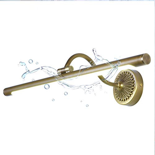 ACMHNC LED Spiegelleuchte Vintage Badezimmer Wasserdichte Spiegellampe Antik Messing Badlampe Schminktisch Wandleuchte 240° Winkel Einstellbar Schminklicht Neutral weiß 4000K,Messing,Ø100CM/20W