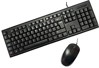 PC Case PCC-KTR-001 - Kit de Teclado y ratón pc (Membrana, USB, cableado, diseño Fibra de Carbono) QWERTY Español, Color Negro