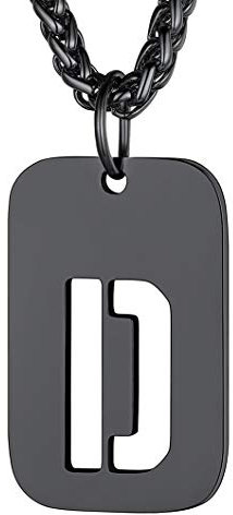 Richsteel buchstabenkette in schwarz Initiale D Alphabet Halskette mit Dog Tag Anhänger