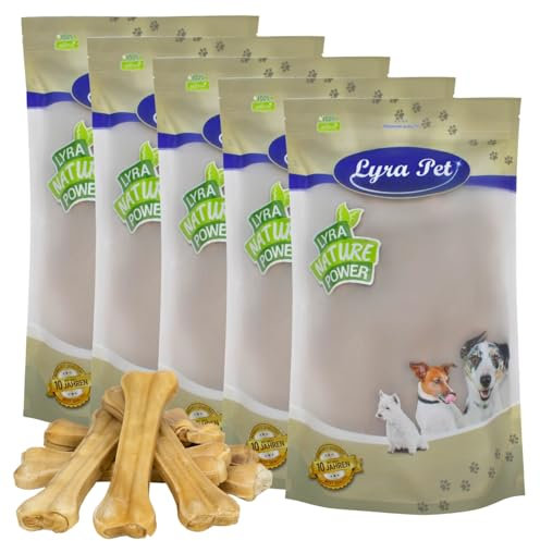 Lyra Pet® 50 STK. Kauknochen ca. 21 cm | Naturbelassener Kausnack | Proteinreicher Hundeknochen zur Zahnreinigung | Langer Kaugenuss aus Rinderhaut | Nährstoffreich | Fettarmer Kauartikel