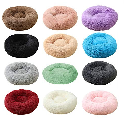 Hundebett Kleine Hunde, Rundes Hundekissen, Hundebett Katzensofa, weich, waschbar, für große und extra große Hunde - Dunkelgrau Ø 60cm