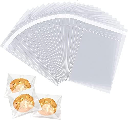 Recon Up Self Seal Cellophane Bags - Pack of 100 (5x7 Inches), Clear, Food Safe Self Adhesive Gift Bags for Different Occasions
