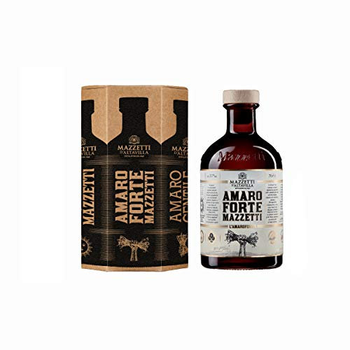 AMARO FORTE in CONFEZIONE REGALO | Mazzetti d'Altavilla di Monferrato | Un amaro dallo spiccato sentore di erbe, si avvertono spiccatamente liquirizia, tarassaco, china e menta piperita | 70cl