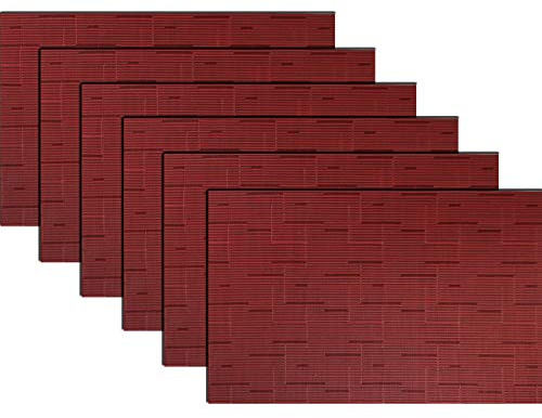 pigchcy Platzsets, Abwischbar Vinyl Tischsets FüR Esstisch, Leicht Zu Reinigen, Kunststoff Platzsets Satz Von 6 (45 X 30 cm, Rot)