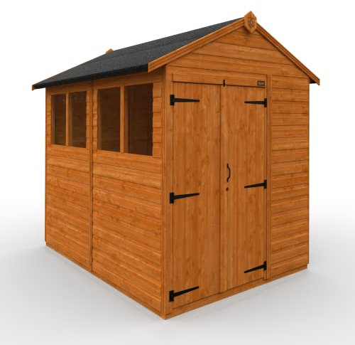 TigerFlex Shiplap Apex Double Door Windows Wooden Garden Shed 8 x 6 ft Red Cedar