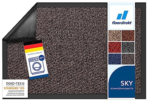 Floordirekt Schmutzfangmatte Rhine - waschbare & leistungsstarke Fußmatte - Sauberlaufmatte mit Rutschfester Rückseite - Türmatte für den Eingangsbereich (Ocker-Braun (meliert), 120 cm x 300 cm)