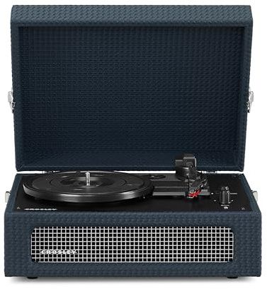 CROSLEY Voyager Portable Record Player with Bluetooth Output, Navy Blue