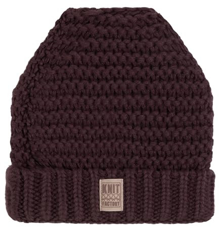 KNIT FACTORY - Alex Mütze - Strickmütze - Aus Wolle - Robusten Look - Aubergine