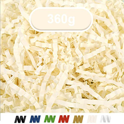 YIYICO Papier Raphia Déchiqueté Remplissage Boite Cadeau Herbe de Pâques Papier dechiqueter pour Emballage de Cadeaux Remplisseur de Panier Décoration pour Panier-Cadeau (Jaune clair-360g)