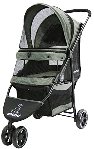 ROODO Kinderwagen mit 3 Rädern, leicht, faltbar, kompakt, tragbar, für alle Gelände, Reisen, Welpen, Kätzchen, Kinderwagen für bis zu 13,6 kg, mittelgroße und kleine Hunde und Katzen (Kationische