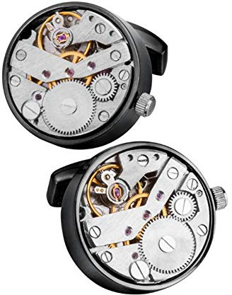 BYNYXI 1 Paar Manschettenknöpfe, Cufflinks Herren Zahnräder Uhrwerk Drehbare Mechanische Uhr Smoking Hemd Manschettenknöpfe für Hochzeit Bräutigam Personalisierte Manschettenknöpfe Herrengeschenk