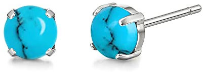 Hypoallergene Ohrringe aus Titan, Palme/Mondstein/Katzenauge/Blauer Türkis Ohrstecker,Implantat Qualität Zarte Schmuckstücke für empfindliche Ohren (5mm, Blau-Türkis)