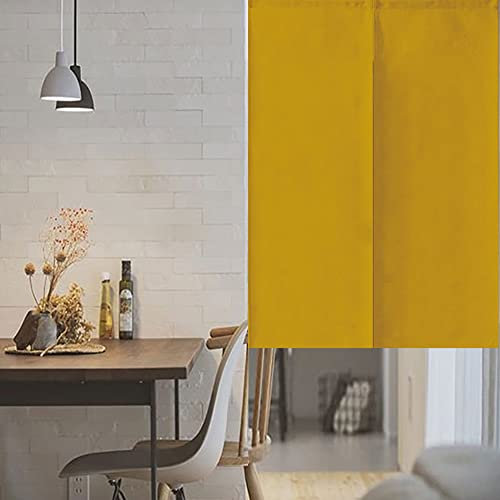 Surwin Couleur Unie Rideau de Porte Japonais Long Tapisserie Noren en Lin Fenêtre Rideaux Panneau Tenture Tapisserie pour Cuisine Chambre Décoration de Maison (85x150cm,Jaune Moutarde)