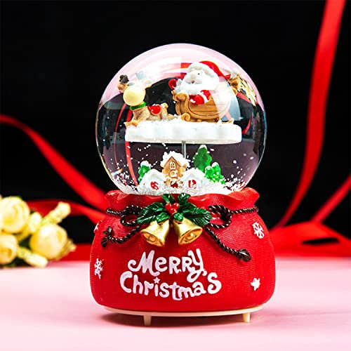 Bola de nieve musical de Navidad, caja de música con luz automática de nieve y luces coloridas de Papá Noel, ciervo, globo de nieve, adorno de escritorio de Navidad Año Nuevo, niñas, niños y adultos
