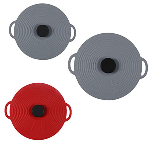 CIYODO Silicone Fresh Cover Silicone Pot Cover Silicone Bowl Covers Silicone Lids for Pots and Pans Silicone Pan Lids Skillet Pot Cover Tempered Glass Lid Airtight Lid Kitchen Supply 3pcs