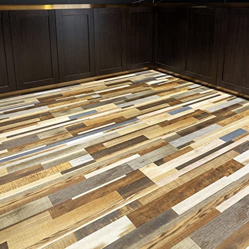 FLOREXP Pavimento in vinile - Pavimento in lino con effetto legno Pavimento in vinile autoadesivo, 2,0 mm 36 pezzi antiscivolo per cucina, soggiorno, camera da letto, ufficio (5,02m², multicolore)