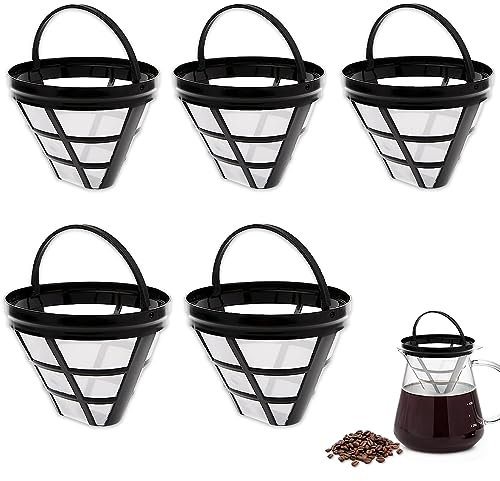 Udbrud Malla Filtro De Café, 5 Piezas Filtro Cafe Permanente Reutilizable No.4 para Ninja Filtros Filtro de Café Cesta de Malla Lavable Filtro de Cono de Malla con Mango para Mayoría Cafeteras
