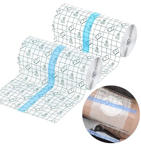 2 Rouleau Transparent Adhésif Médical Bandage, 15cmx5 m Pansement Tatouage | Ruban Anti-Allergique, Seconde Peau Ruban Adhésif Médical, Adhésif Film Transparent Plaie Pour Sport, Natation, Douches