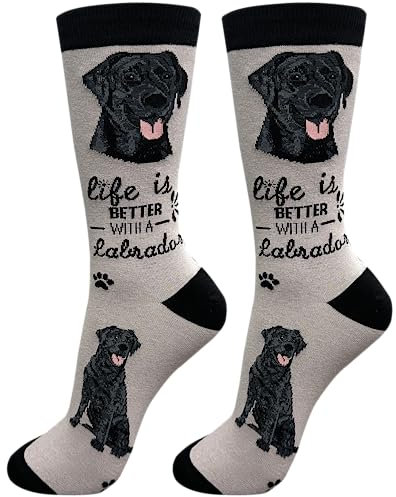 E&S Pets Socken für Haustierliebhaber, Hundesocken, Katzensocken, Geschenk für Haustierliebhaber, niedliche Crew-Socken – Unisex – Neuheit Socken, Schwarzer Labrador, Einheitsgre