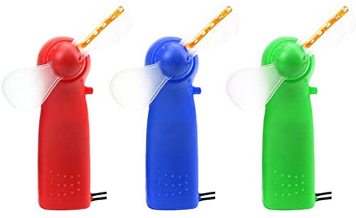 Hiessgozy Mini LED Led Glowing Fan Battery Operated Handheld Decoration Party Fan Kid Toy Colorful Flashing Flexible Light Gift L5S5 Light(1pc, random color)