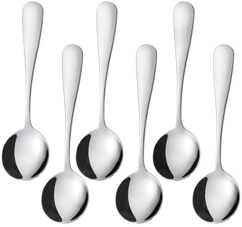 Dessert Spoons 6 Pieces Small Stainless Steel Spoons for Savoring Desserts Cake Ice Cream (DS6)