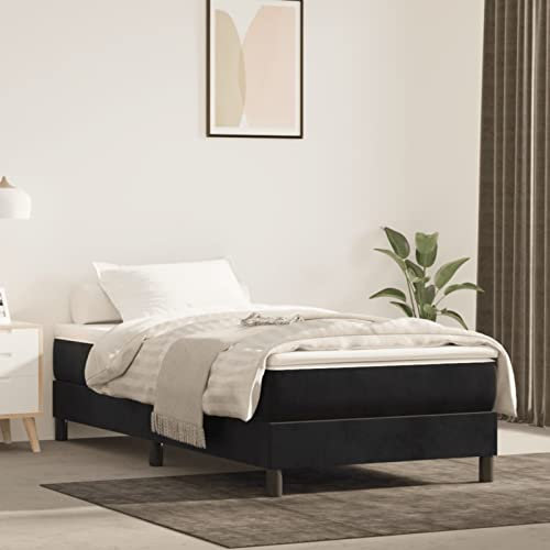 LAPOOH Boxspringbett, Bettrahmen, Betten, Bettgestell, Bed Frame, Jugendbett, Schlafzimmer Bett, Betten Für Teenager, Schwarz 90x190 cm Samt
