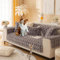 Kaninchen Plüsch Sofabezug 1 2 3 4 Sitzer Sofaschoner Rutschfeste Couchbezug L Form Ecksofa Super Weiche Sofa Bezüge Universelle Sofahusse Sofaschutz Hund Kratzschutz Katze(hellgrau-110×110CM)