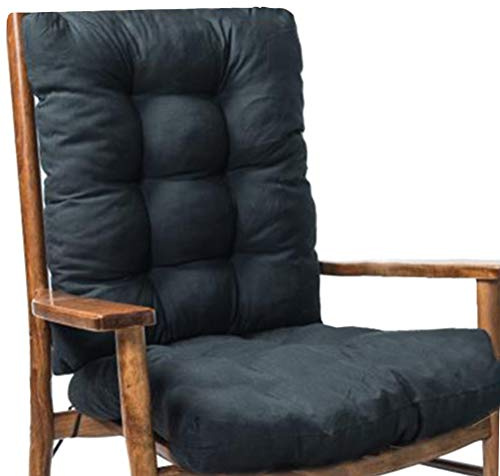 Cocoarm 2 pcs Rocking Chair Cushion Thick Seat Cushion Rattan Chair Sofa Cushion Garden Chair Cushion Back and Bottom (Black)